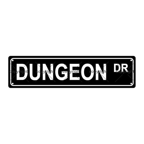 DUNGEON DR SPACE Metal Tin Street Sign Bar Cafe Garage Cave Home Room Wall Bathroom Farmhouse Garden Porch Patio Decor (DUNGEON)