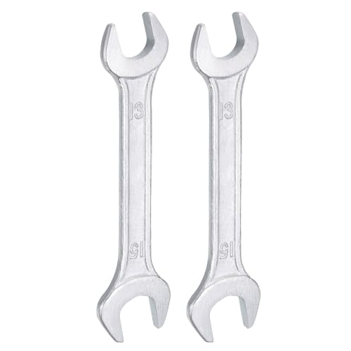 2pcs Double Open End Wrench 13mm x 15mm Metric 15 Degree Offset Angle Small Flat Head Wrench Galvanizing Open Ended Spanner for Automotive Repair Furniture Assembly (13mm x 15mm)