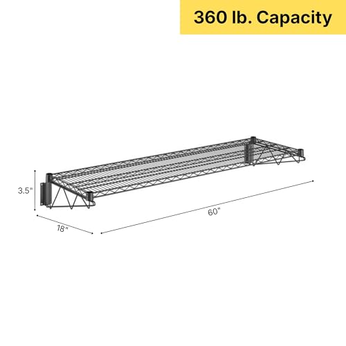 18" x 60" Black Epoxy Wire Wall Mount Shelf (Black / 18" x 60")
