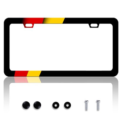German Flag License Plate Frame Germany Stainless Steel 6x12 Inch 2 (German Flag)