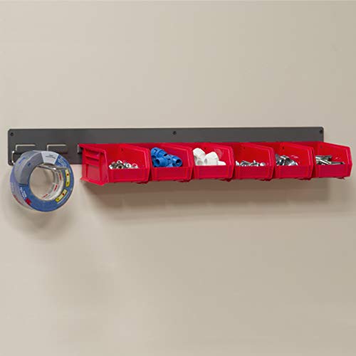 30632 Heavy Duty Wall Mount Garage Storage Steel Louvered Rail (Grey / 32-Inch W x 3-Inch H)