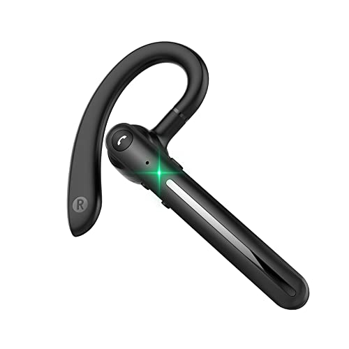 Single Ear Wireless Bluetooth Earphone Noise Cancelling Stereo Dual HD Mic Headphone Earpiece 16Hrs Hands (Black Gray)