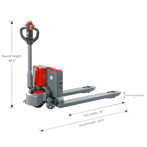 Tory Carrier Full Electric Power Pallet Jack Truck 4400lb Cap. 48" x 27" Fork Size (Red-4400lbs)