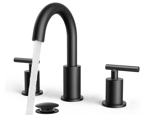 Widespread Black Bathroom Faucet 3 Hole (Matte Black)