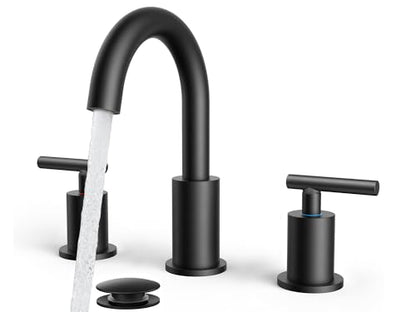 Widespread Black Bathroom Faucet 3 Hole (Matte Black)