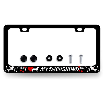 Stainless Steel I Love My Dachshund License Plate Frame 12.2 x 6.2 Inch (I Love My Dachshunds)