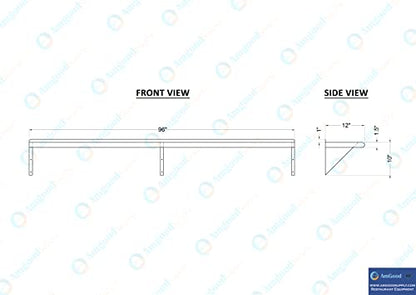 12 in. x 96 in. Stainless Steel Wall Mount Shelf (12 in. x 96 in.)