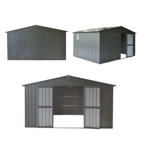 Domi Outdoor Storage Shed 11' x 9' (11' x 9' Gable Roof / Dark Gray)