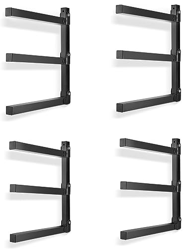 Wall Mount Wood Organizer and Lumber Storage Rack with 3 (Black-4 PACK)