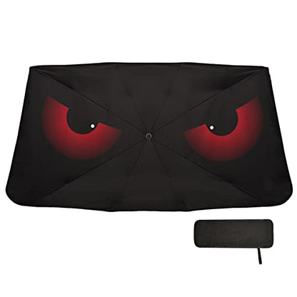 Scary Evil Red Eyes Windshield Sun Shade Umbrella Foldable Car Front Window Sunshade Blocks UV Rays Heat Keep Vehicle Cool (multi 7)