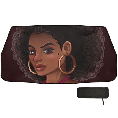 Car Front Windshield Sunshade (Beautiful African American Girl)