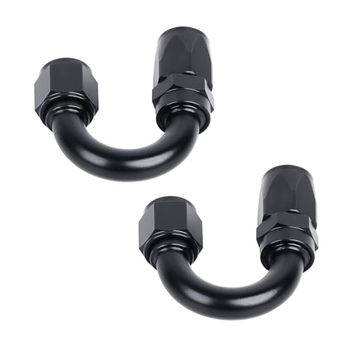 Swivel 6AN Fitting 180 Degree For CPE Braided Hose End Black 2Pcs (6AN 180° 2Pcs)