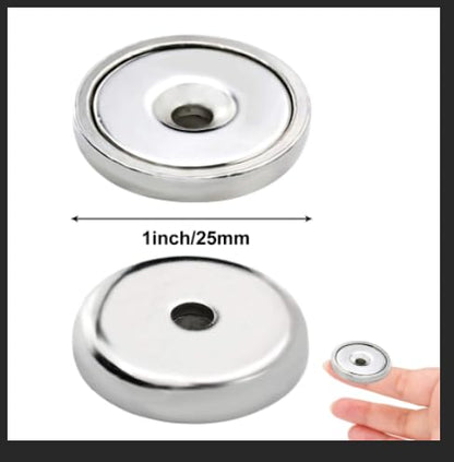 Strong Magnets Heavy Duty Screw On Neodymium 60LBS Magnet 12 Pack (Silver / 0.98in)