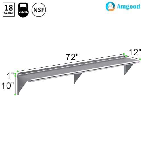 12 in. x 72 in. Stainless Steel Wall Mount Shelf (12 in. x 72 in.)