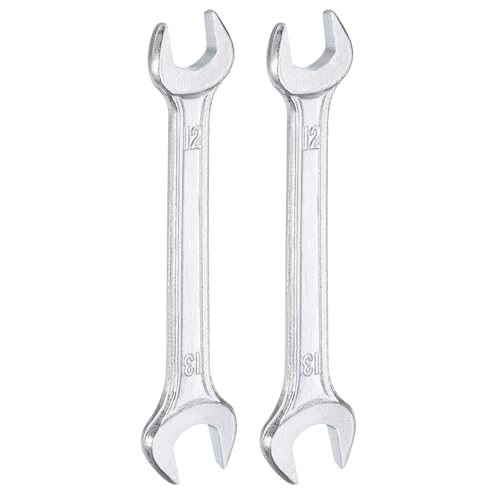 2pcs Double Open End Wrench 12mm x 13mm Metric 15 Degree Offset Angle Small Flat Head Wrench Galvanizing Open Ended Spanner for Automotive Repair Furniture Assembly (12mm x 13mm)