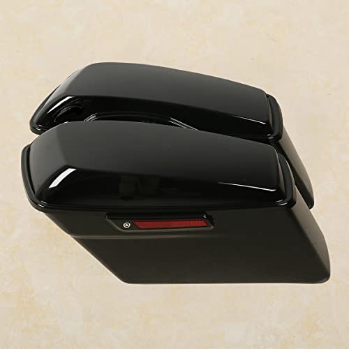 Vivid Black Hard Saddlebags with Black Latch Keys Liners Fit for Harley Touring Road King Street Glide Electra Ultra Classic 2014 (Vivid Black 2# / For 2014-later)