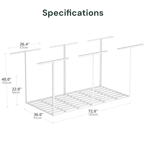 3x6 Garage Storage Overhead Rack Organization (White / 3*6 FT - 1 Pc)