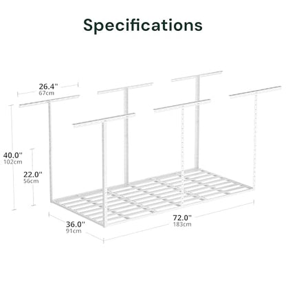 3x6 Garage Storage Overhead Rack Organization (White / 3*6 FT - 1 Pc)