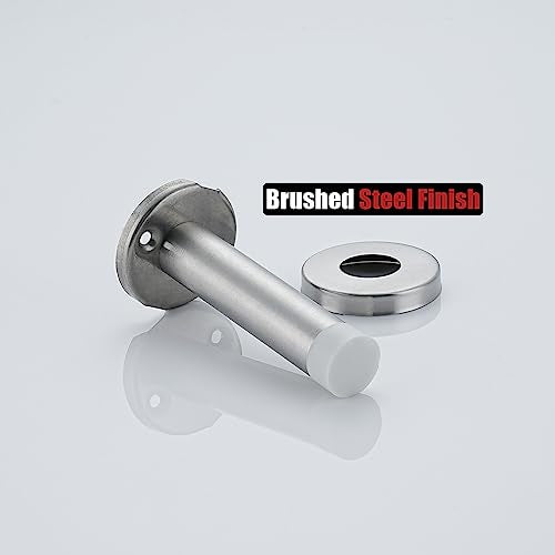 Door Stopper 304 Stainless Steel Thicken 1mm Sound Dampening Door Stop Bumper Wall Protetor 1 Pack (1 Pack / Brushed & White Tip)