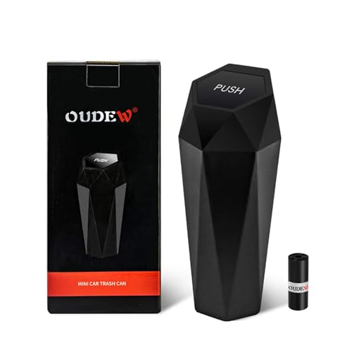 Car Trash Can with Lid (Black-1Pc)