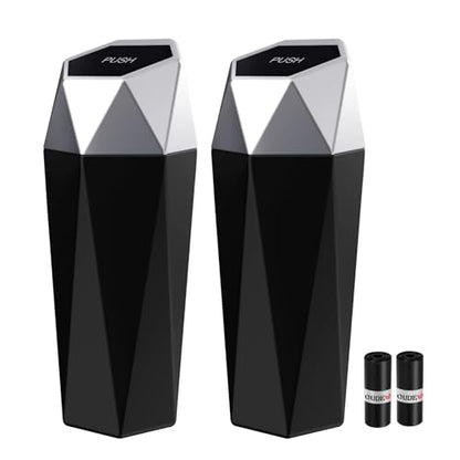 Car Trash Can with Lid (silver-2Pcs)