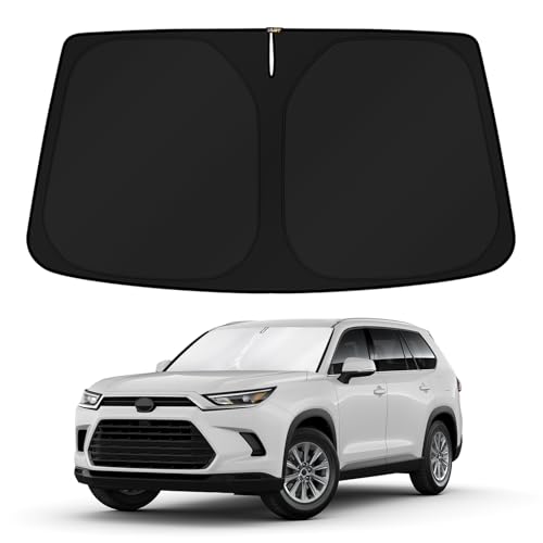 Windshield Sun Shade for 2024 2025 2026 Toyota Grand Highlander Accessories Front Custom Fit Window Sunshade Sun Visor Protector Foldable Blocks UV Rays Keep Car Cooler (For Toyota Grand Highlander 2024‑2026)
