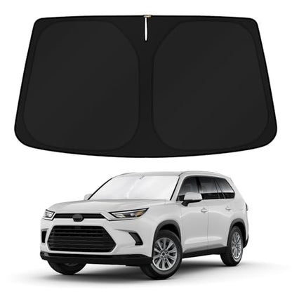Windshield Sun Shade for 2024 2025 2026 Toyota Grand Highlander Accessories Front Custom Fit Window Sunshade Sun Visor Protector Foldable Blocks UV Rays Keep Car Cooler (For Toyota Grand Highlander 2024‑2026)
