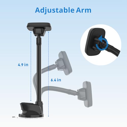 Magnetic Car Phone Holder Mount with Flexible Gooseneck Arm