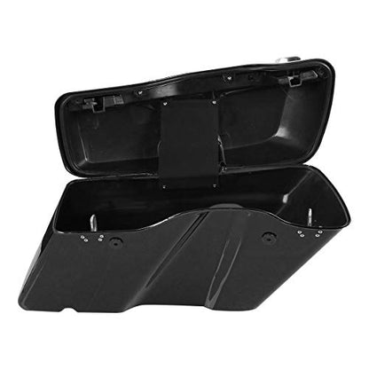 Vivid Black Hard Saddlebags with Chrome Latches Lock&Key Set Fit for Harley Touring Road King Street Glide Electra Ultra 2014 (Vivid Black 1# / For 2014-later)