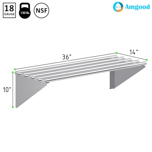 14 in. x 36 in. NSF Stainless Steel Tubular Wall Shelf (14 in. x 36 in.)