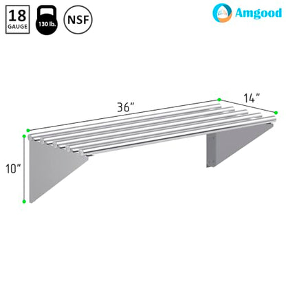 14 in. x 36 in. NSF Stainless Steel Tubular Wall Shelf (14 in. x 36 in.)