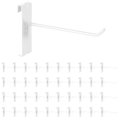 40Pcs 6" Gridwall Display Hooks Assortment Set (6"/15 CM / White)