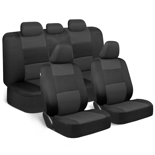 PolyPro Car Seat Covers Full Set in Charcoal on Black (Charcoal Gray)