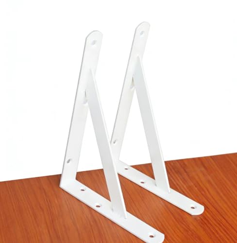 2 Pack L8 x H 6" White Heavy Duty Shelf Brackets with Screws Metal Shelf Brackets Shelf Support Angle Brackets for Shelves L Brackets Heavy Duty Floating Shelf (2 Pack-White / 8''x6'')