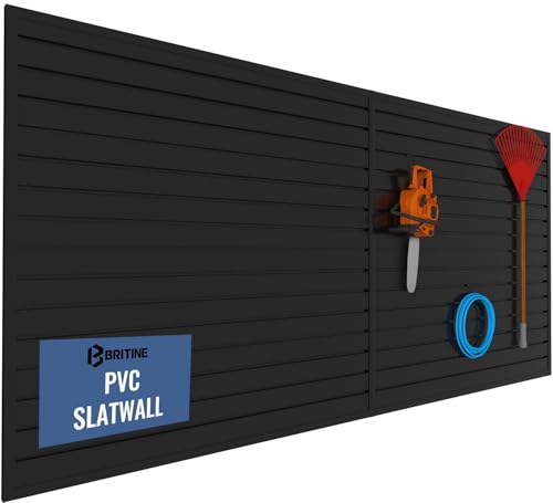 Slatwall Panel Garage Organizer PVC Slatwall Heavy Duty Wall Mounted Rack (Black / 4ft x 8ft)