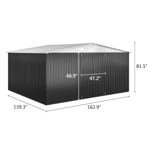 12x14 FT Outdoor Storage Shed (White / 12x14 FT)