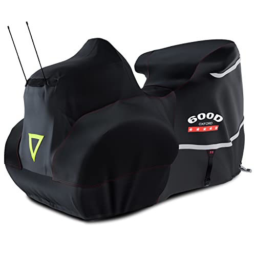 Motorcycle Cover with Side+Top Box Heavy Duty 600D Waterproof for Touring Models Harley Davidson Ultra Limited (Black / Side+Top box)