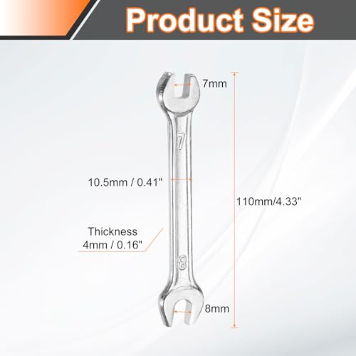 5pcs Double Open End Wrench 7mm x 8mm Metric 15 Degree Offset Angle Small Flat Head Wrench Galvanizing Open Ended Spanner for Automotive Repair Furniture Assembly (7mm x 8mm)