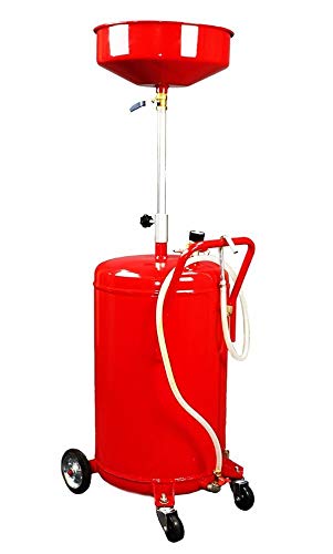 20 Gallon Portable Waste Oil Drain Tank Air Operated Drainage Adjustable Funnel Height with Wheel (20 Gallon)
