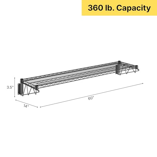 14" x 60" Black Epoxy Wire Wall Mount Shelf (Black / 14" x 60")