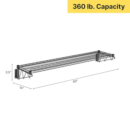 14" x 60" Black Epoxy Wire Wall Mount Shelf (Black / 14" x 60")