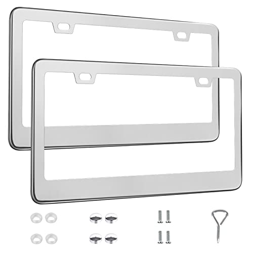2 Pack License Plate Frames (Silver)