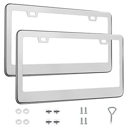 2 Pack License Plate Frames (Silver)