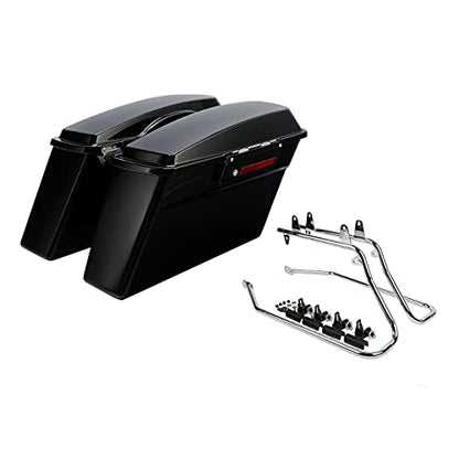Motorcycle Saddle Bags W (Vivid Black W/ Black Latches)