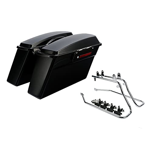 Motorcycle Saddle Bags W (Vivid Black W/ Black Latches)