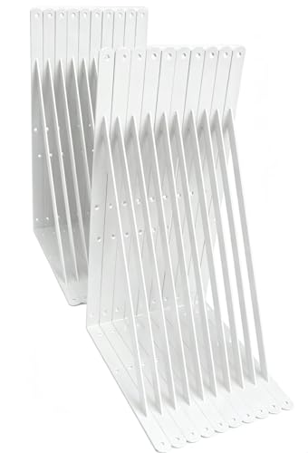 20 Pack L20 x H 12" White Heavy Duty Shelf Brackets with Screws Metal Shelf Brackets Shelf Support Angle Brackets for Shelves L Brackets Heavy Duty Floating Shelf (20 Pack-White / 20''x12'')