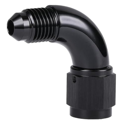 90 Degree 4AN Male to 4AN Female Swivel Full Flow Fitting Adapter Coupler Aluminum Black (4AN / Black - 90 Degree)