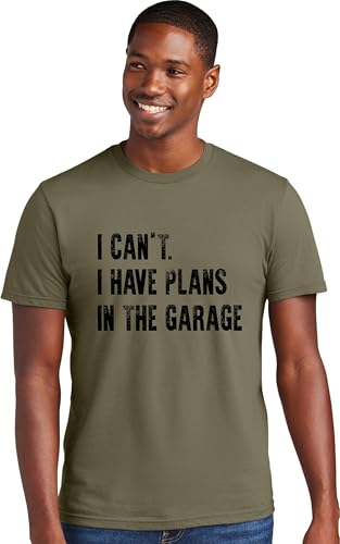 XX Large Military Brown Mens I Can't I Have Plans in The Garage Funny Dad Gift Deluxe Soft T (XX-Large / Military Brown)