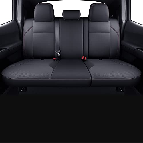 Tacoma Custom Fit Seat Covers for 2016 ((2016-2023 Crew) Full Set / Black & Red)