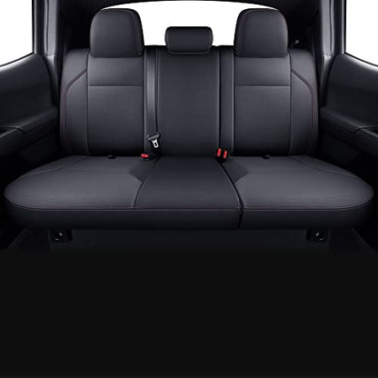 Tacoma Custom Fit Seat Covers for 2016 ((2016-2023 Crew) Full Set / Black & Red)